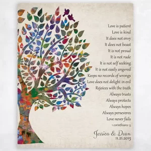 Half Watercolor Tree 10th Anniversary Wall Plaque Gift for Couple LTC-1274