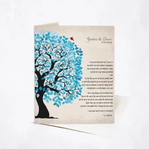 Half Artful Tree 10th Anniversary Card Gift for Couple C-1278