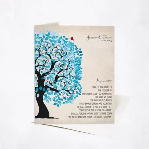 Half Artful Tree 10th Anniversary Card Gift for Couple C-1279