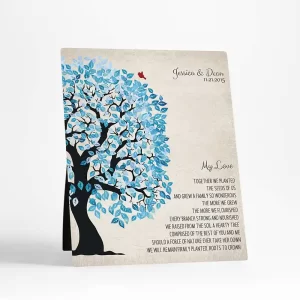 Half Artful Tree 10th Anniversary Desktop Plaque Gift for Couple D-1279