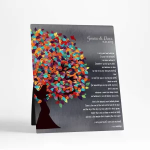 Tin Half Spring Tree 10th Anniversary Desktop Plaque Gift for Couple D-1291