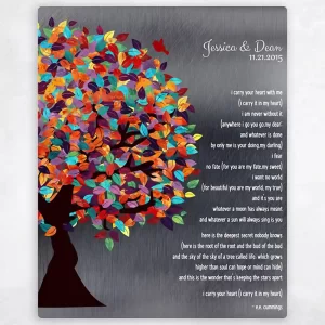 Tin Half Spring Tree 10th Anniversary Wall Plaque Gift for Couple LTC-1291