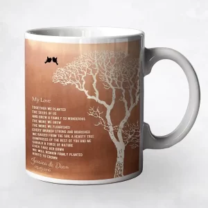 Copper Bare Tree 7th Anniversary Coffee Mug Gift for Couple M-1299
