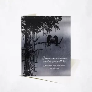 Tin Dark Sequoia Tree Memorial Card Gift for Bereaved Parents C-1356