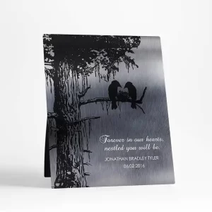 Tin Dark Sequoia Tree Memorial Desktop Plaque Gift for Bereaved Parents D-1356