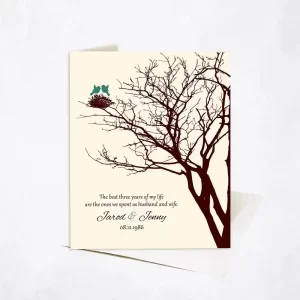 Branchy Tree with Nest 3rd Anniversary Card Gift for Couple C-1366