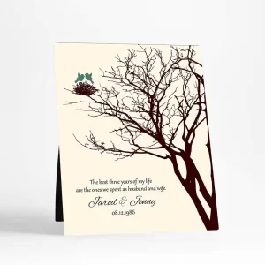 Branchy Tree with Nest 3rd Anniversary Desktop Plaque Gift for Couple D-1366