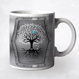 Steel Tree with Roots 11th Anniversary Coffee Mug Gift for Couple M-1374
