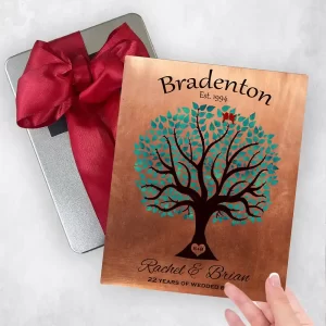 Copper Turquoise Tree 7th Anniversary Gift Delivery Box Gift for Couple TOY-1385