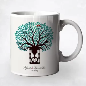 Hourglass Tree 1st Anniversary Coffee Mug Gift for Couple M-1387