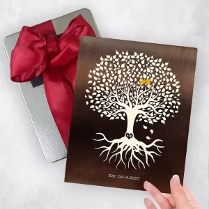 Bronze Tree with Roots 9th Anniversary Gift Delivery Box Gift for Couple TOY-1391