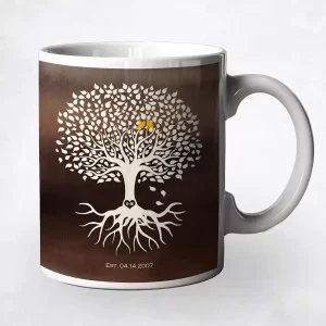 Bronze Tree with Roots 9th Anniversary Coffee Mug Gift for Couple M-1391