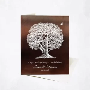Bronze Oak Tree 8th Anniversary Card Gift for Couple C-1394