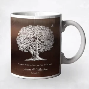 Bronze Oak Tree 8th Anniversary Coffee Mug Gift for Couple M-1394