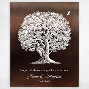 Bronze Oak Tree 8th Anniversary Wall Plaque Gift for Couple LTC-1394