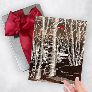 Bronze Birch Tree Forest 9th Anniversary Gift Delivery Box Gift for Couple TOY-1400
