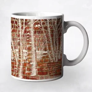 Brick Birch Tree Forest 8th Anniversary Coffee Mug Gift for Couple M-1404