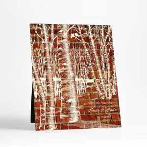 Brick Birch Tree Forest 8th Anniversary Desktop Plaque Gift for Couple D-1404