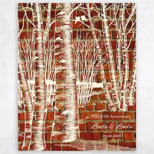 Brick Birch Tree Forest 8th Anniversary Wall Plaque Gift for Couple LTC-1404