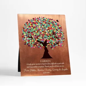 Copper Colorful Spring Tree Leadership Appreciation Desktop Plaque Gift for Mentor D-1408