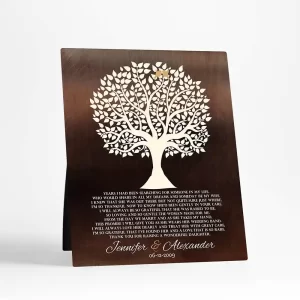 Bronze Tree Silhouette Wedding Desktop Plaque Gift for Mother Of The Bride D-1409