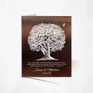 Bronze Oak Tree 8th Anniversary Card Gift for Couple C-1414