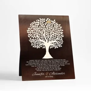 Bronze Tree Silhouette Wedding Desktop Plaque Gift for Mother Of The Groom D-1419