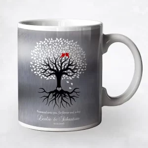 Tin White Tree with Roots Engagement Coffee Mug Gift for Couple M-1422