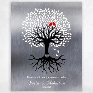 Tin White Tree with Roots Engagement Wall Plaque Gift for Couple LTC-1422