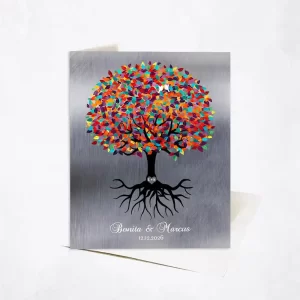 Tin Colorful Tree with Roots Engagement Card Gift for Couple C-1423