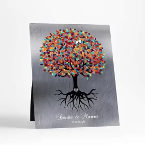 Tin Colorful Tree with Roots Engagement Desktop Plaque Gift for Couple D-1423