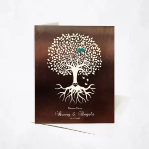 Bronze Tree with Roots Engagement Card Gift for Couple C-1426