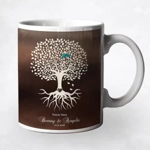 Bronze Tree with Roots Engagement Coffee Mug Gift for Couple M-1426