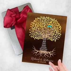 Bronze Countdown Tree 9th Anniversary Gift Delivery Box Gift for Couple TOY-1438