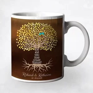 Bronze Countdown Tree 9th Anniversary Coffee Mug Gift for Couple M-1438