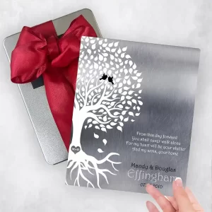 Tin White Half Tree Engagement Gift Delivery Box Gift for Fiancé TOY-1439