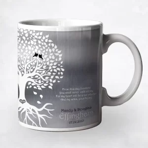Tin White Half Tree Engagement Coffee Mug Gift for Fiancé M-1439