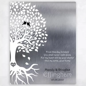 Tin White Half Tree Engagement Wall Plaque Gift for Fiancé LTC-1439