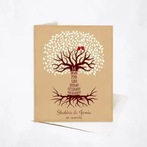 Countdown Tree 14th Anniversary Card Gift for Couple C-1444