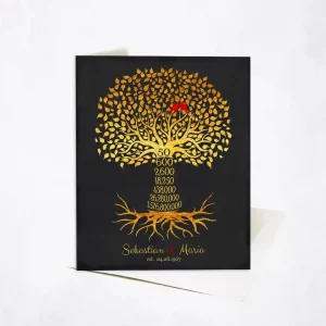Countdown Golden Tree 50th Anniversary Card Gift for Couple C-1453