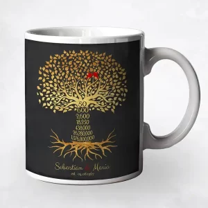 Countdown Golden Tree 50th Anniversary Coffee Mug Gift for Couple M-1453