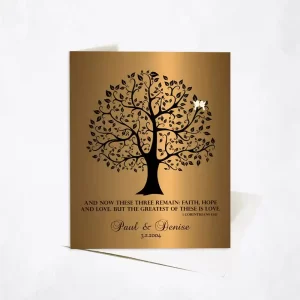 Brass Onyx Curly Tree 8th Anniversary Card Gift for Couple C-1456