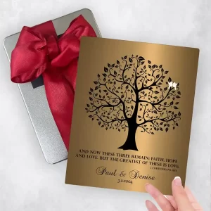 Brass Onyx Curly Tree 8th Anniversary Gift Delivery Box Gift for Couple TOY-1456