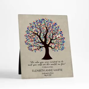 Curly Tree Faith Milestone Desktop Plaque Gift for Godchild D-1458