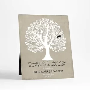 Curly Tree Faith Milestone Desktop Plaque Gift for Godchild D-1459