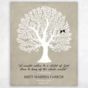Curly Tree Faith Milestone Wall Plaque Gift for Godchild LTC-1459