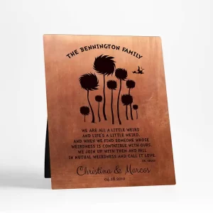 Copper Cypress Tree 7th Anniversary Desktop Plaque Gift for Couple D-1468