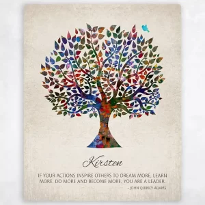 Watercolor Tree Leadership Appreciation Wall Plaque Gift for Women LTC-1473