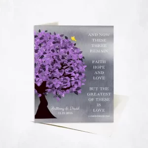 Tin Half Purple Tree 10th Anniversary Card Gift for Couple C-1475