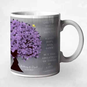 Tin Half Purple Tree 10th Anniversary Coffee Mug Gift for Couple M-1475